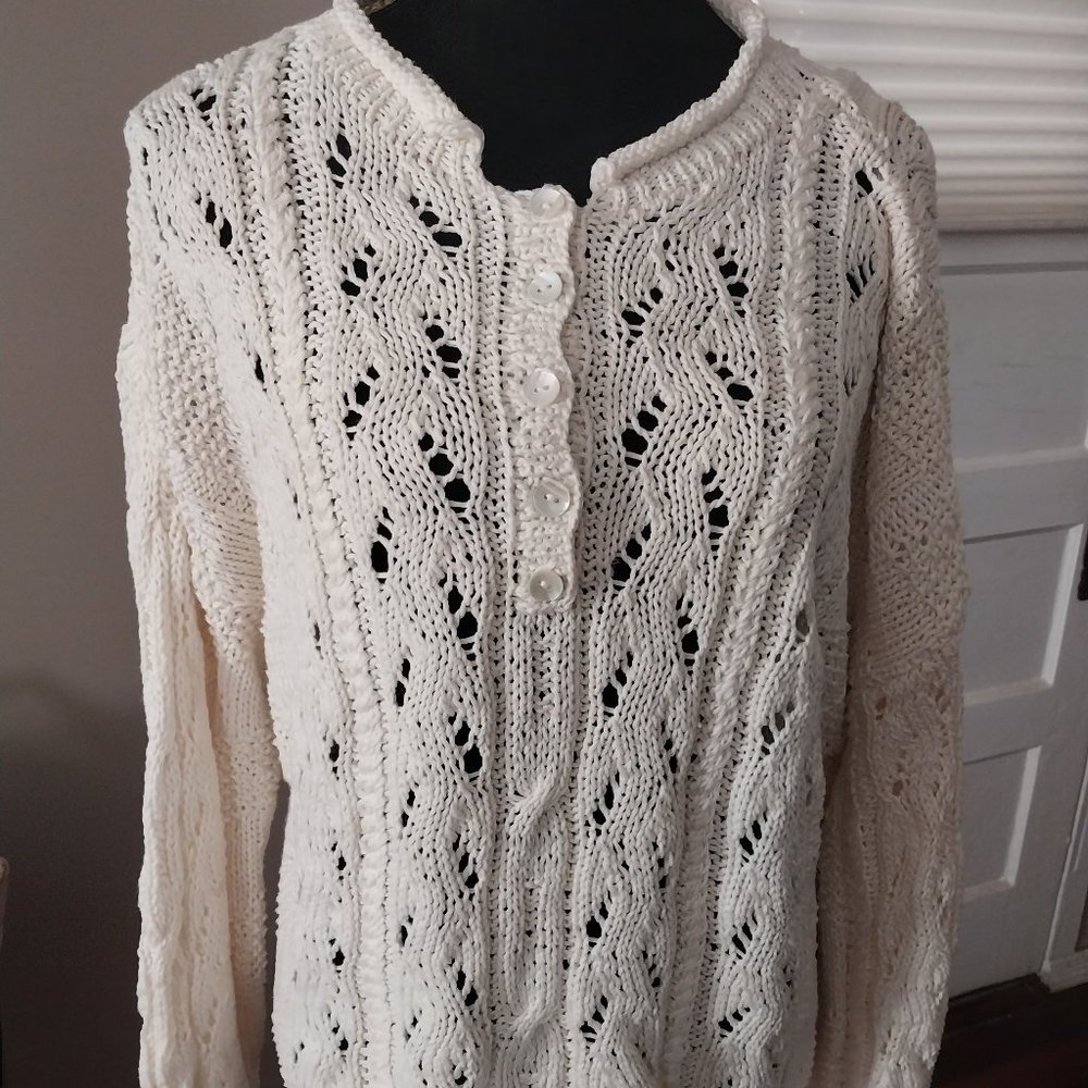 J&M Varon Off-White Hand Knitted Sweater | OS
